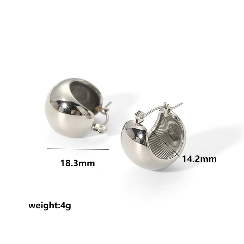 1 pair of simple classic  gold-plated stainless steel polished spherical earrings for women's jewelry for daily wear Picture7