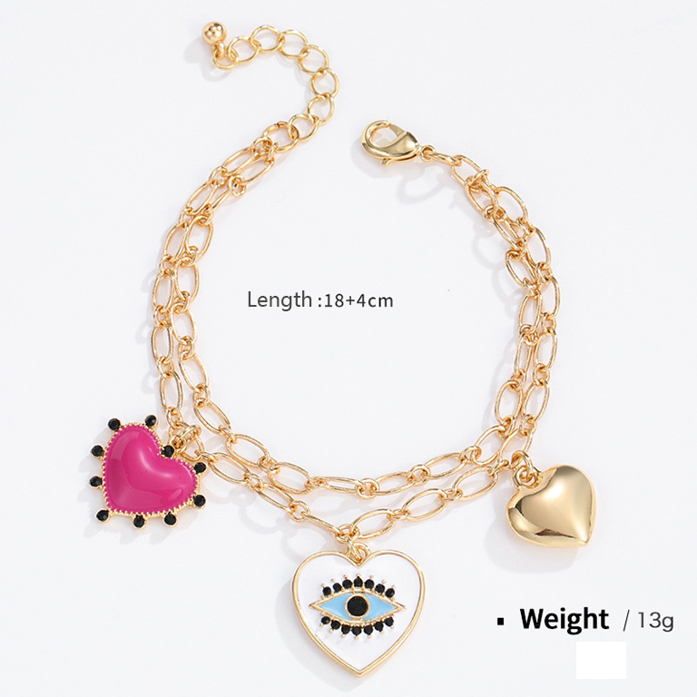 1 Piece Exquisite Series Sparkling Heart Shape Gold Color Alloy Women's Charm Bracelets Picture6