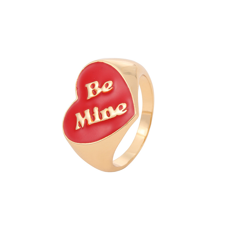 1 Piece Romantic Series Stylish Polychrome Heart Gold Color Alloy Lightweight Women's Single Rings h5Picture8