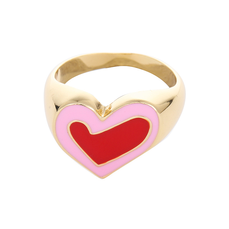 1 Piece Romantic Series Stylish Polychrome Heart Gold Color Alloy Lightweight Women's Single Rings h5Picture7