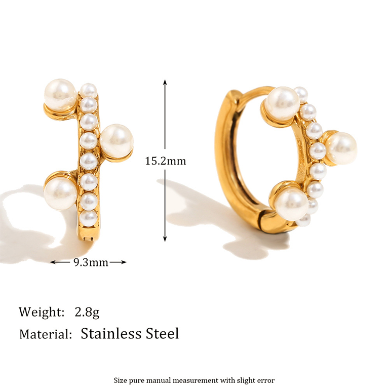 1 Pair Simple Series Fashion OL Solid Color Stainless Steel   Gold Color  Women's Hoop Earrings h5Picture7
