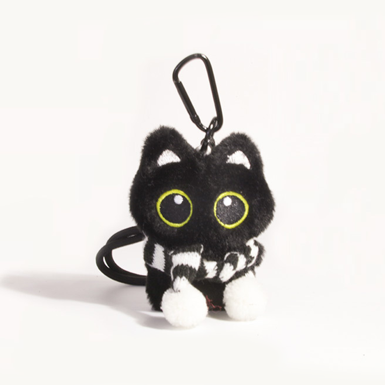 1 Piece Charming Series Natural Black Cat With Scarf Rayon Women's Bag Charms h5Picture6
