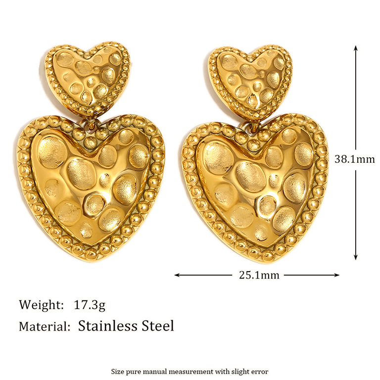 1 Pair Romantic Series Cute Love/Heart Shape Stainless Steel   Gold Color  Women's Stud Earrings h5Picture8