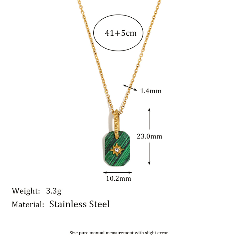 1 Piece Luxurious Series Retro Quadrilateral Stainless Steel   Gold Color  Women's Pendant Necklaces h5Picture8
