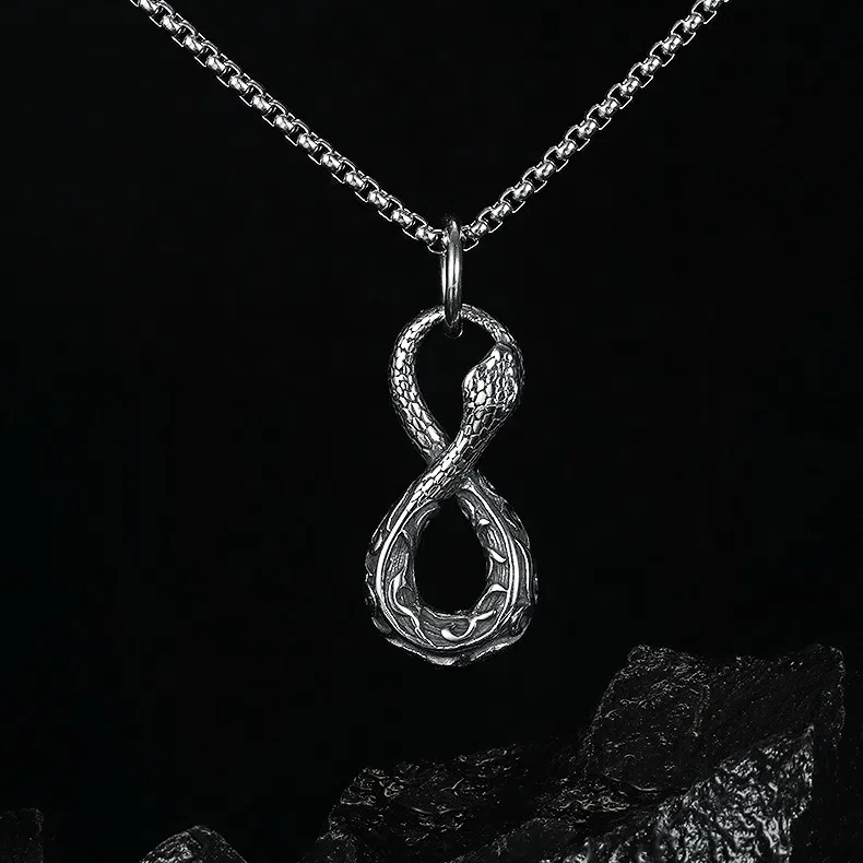 1 Piece Vintage Snake Stainless Steel Men's Necklaces h5Picture4