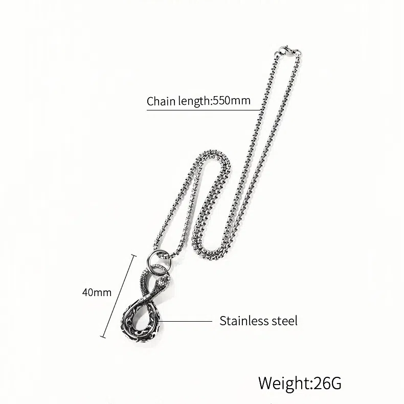 1 Piece Vintage Snake Stainless Steel Men's Necklaces h5Picture5