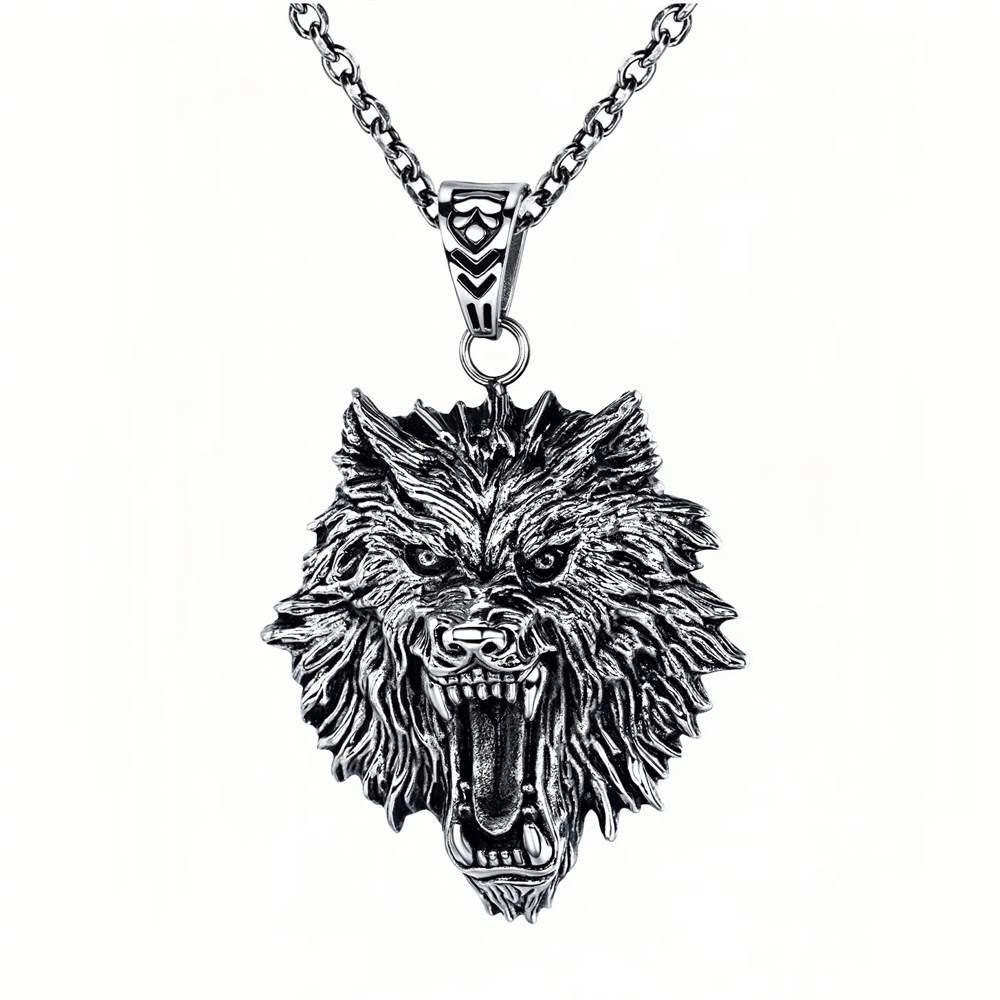 1 Piece Distinctive Wolf Head Stainless Steel Men's Necklaces