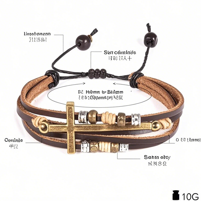 1 Piece Vintage Cross Leather Men's Bracelets h5Picture4