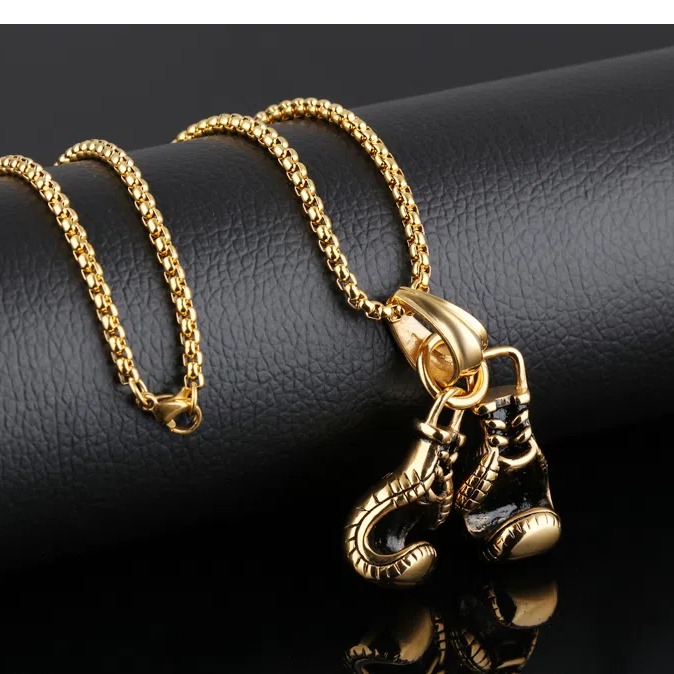 1 Stück elegante Herrenhalsketten aus Edelstahl mit Boxhandschuhen h5Bild2