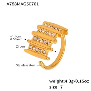 1 Piece Modern Rectangle Stainless Steel Gold Color Statement Rings h5 Picture2