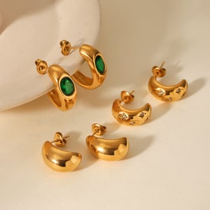 1 Pair Irregular Shape Stainless Steel Gold Color Zircon Women's Stud Earrings h5 Picture3