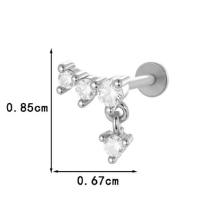 1 Piece Flower Moon Copper Gold Color Zircon Piercing Earring h5 Picture2