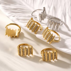 1 Piece Modern Rectangle Stainless Steel Gold Color Statement Rings h5 Picture4