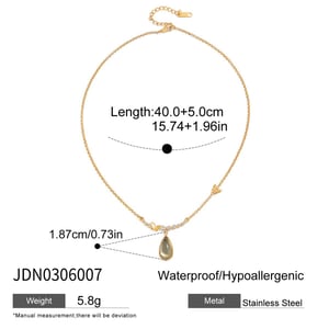 1 stuk elegante glazen druppelvormige roestvrijstalen damesketting met hanger h5 Afbeelding2