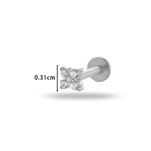 1 Piece Daily Flower Titanium Alloy Gold Color Zircon Women's Piercing Earrings h5 Picture2