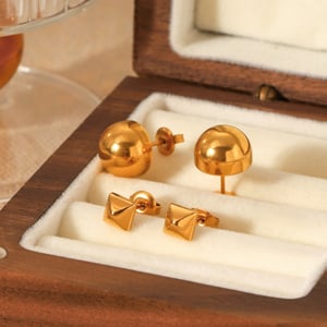 1 Pair Simple Irregular Shape Stainless Steel Gold Color Women's Stud Earrings h5 Picture5