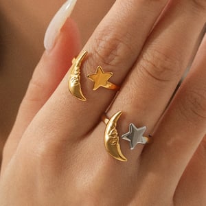 1 Piece Simple Series Daily Moon Stainless Steel Gold Color Statement Rings h5 Picture3