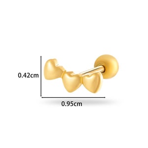 1 Piece Flower Heart Copper Gold Color Zircon Piercing Earring h5 Picture2
