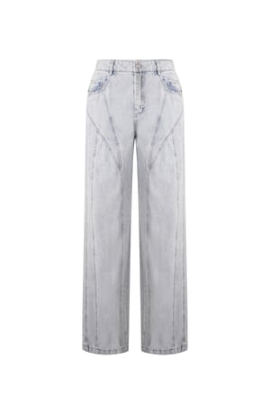 Pantalon en Coton Mélangé Décontracté Droit Bleu Indigo Clair h5