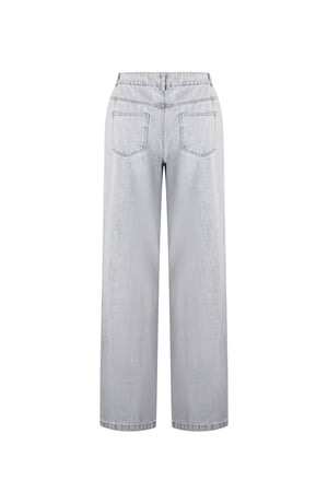 Pantalon en Coton Mélangé Décontracté Droit Bleu Indigo Clair h5 Image8