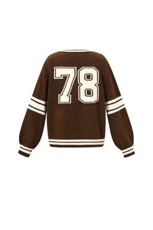 Knitted Polyester Fiber Women's V-Neck Sweater Sporty Contrast Stripes h5 Picture3