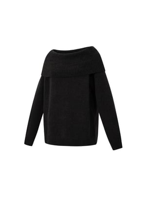 Knitted Polyester Fiber Women's Off-Shoulder Sweater Elegant Solid Color h5 Picture2