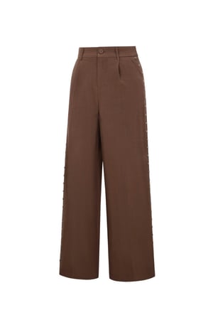 Woven Polyester Fiber Women's Wide Leg Pants Elegant Solid Color Fall/Winter h5 Picture2