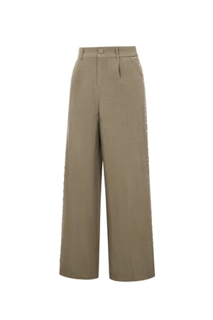 Woven Polyester Fiber Women's Wide Leg Pants Elegant Solid Color Fall/Winter h5 Picture2