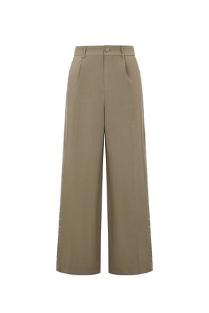 Woven Polyester Fiber Women's Wide Leg Pants Elegant Solid Color Fall/Winter h5
