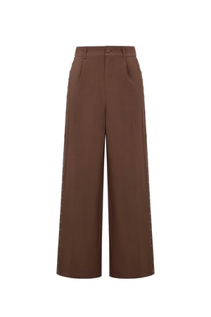 Woven Polyester Fiber Women's Wide Leg Pants Elegant Solid Color Fall/Winter h5