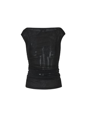 Woven Polyester Fiber Women's Sleeveless Top Sexy Sheer Solid Color h5 Picture3