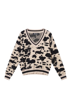 Knitted (including crochet and woolen fabrics) Leopard Print Women's V-Neck Sweater Fall/Winter Casual h5