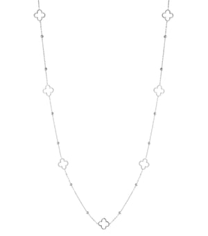Long necklace with clover charms - Silver Color color h5 