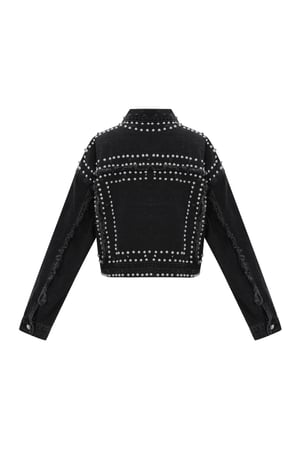 Woven Cotton Women's Denim Jacket Street Solid Color Studded Design h5 Picture3