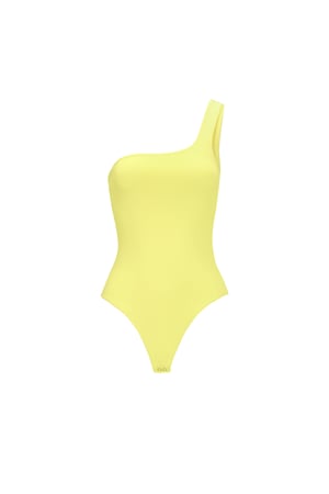 Knitted Nylon Shapewear Bodysuit One-Shoulder Spring/Summer Solid Color h5 