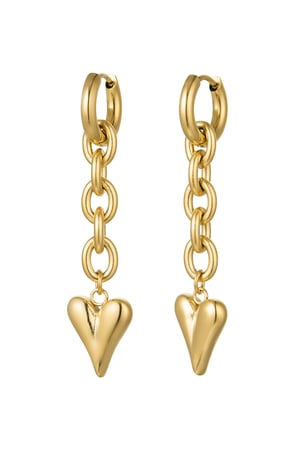 Earrings link & heart - Gold Color Stainless Steel h5 