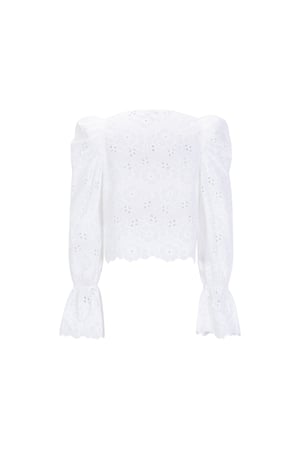 Cotton Woven Women's Long Sleeve Top Casual Cutout h5 Picture3