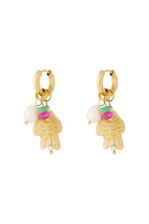 Fish and 2 pearls Earrings h5 