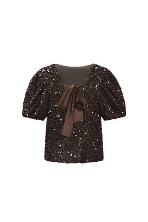 Woven Polyester Fiber Women's Short Sleeve Tops Elegant Sequins h5 Picture3