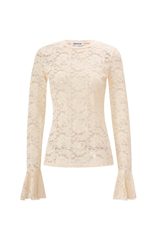 Woven Polyester Long Sleeve Tops Elegant Lace Panel h5 