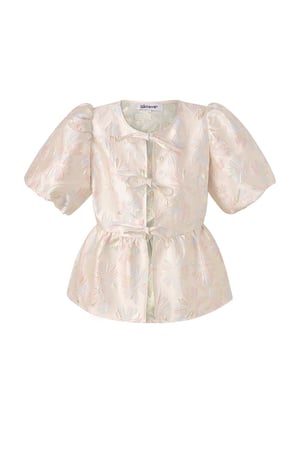 Woven Polyester Fiber Women's Short Sleeve Top Elegant Floral Print h5 