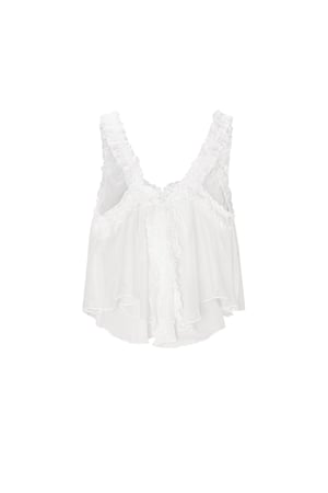 Woven White Sleeveless Top Casual Solid Color Ruffle Edge h5 Picture3