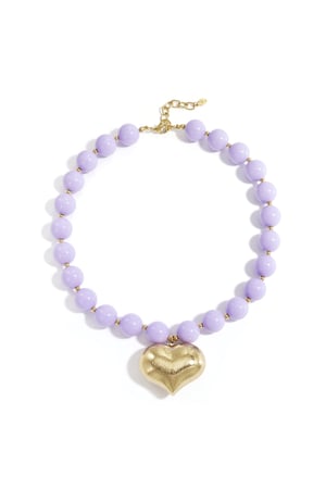 Bead necklace with hanging heart h5 