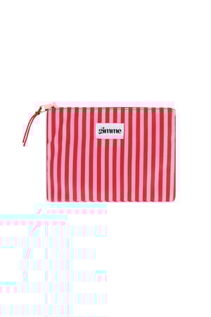Flat toiletry bag thin stripe - Pink red h5