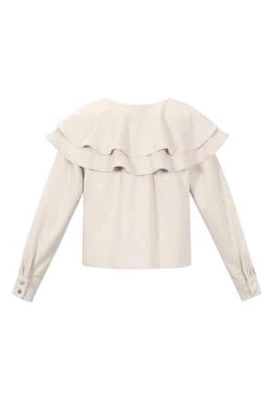 Woven Polyester Fiber Donna Blusa Elegant Ruffle Trim h5 Immagine3