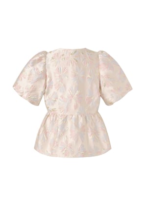 Woven Polyester Fiber Women's Short Sleeve Top Elegant Floral Print h5 Picture3