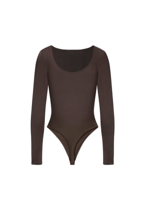 Örme Nikel Şekillendirici Bodysuit Temel Tek Renk h5 Resim2