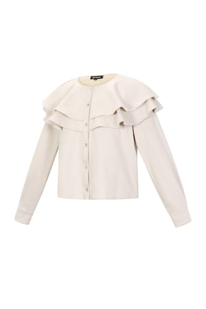 Woven Polyester Fiber Donna Blusa Elegant Ruffle Trim h5 Immagine2