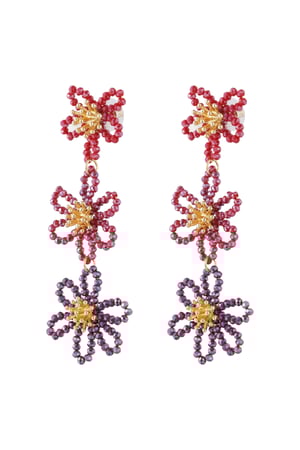 Boucles d’oreilles de déclaration de fête de fleurs - orange/violet h5