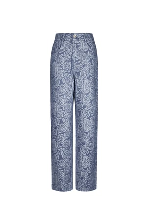 Cotton Woven Vrouwen Rechte Broek Casual Bloemenprint h5 